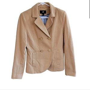 H&M Jacket Womens Double Breasted Casual Career short Blazer Tan size 8